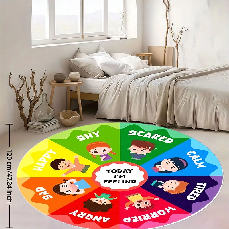 Kids Education Room - Tapete redondo de flanela com roda