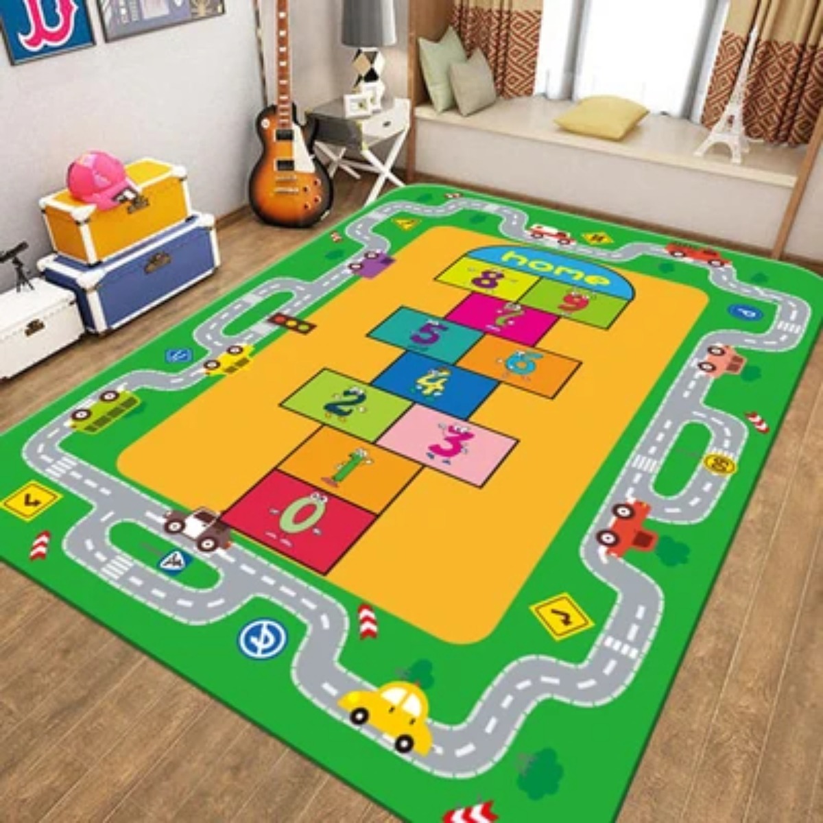 Kids Education Room - Tapete de Estrada Infantil com Mapa