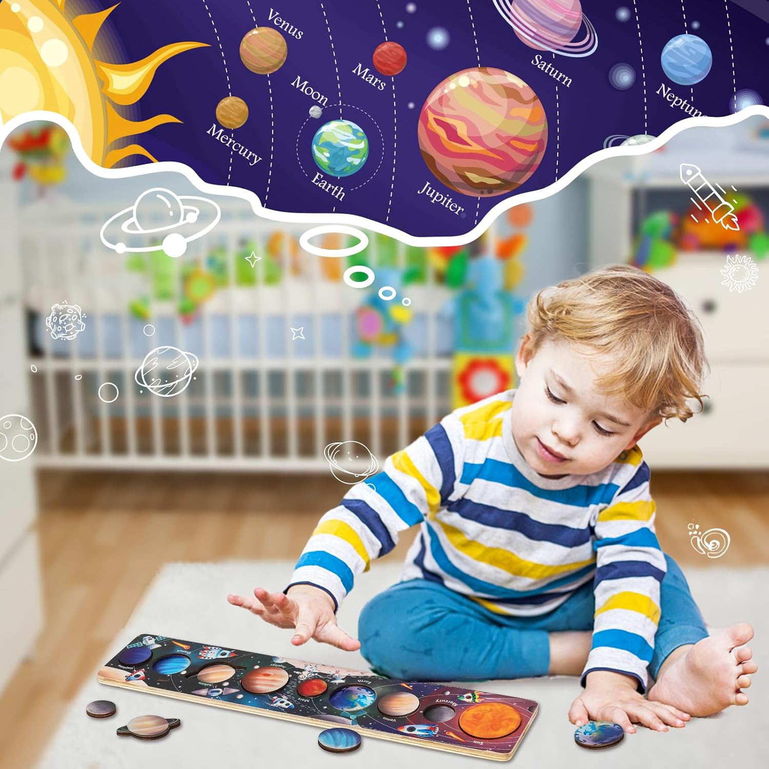 Crianças de madeira espaço pla - Solar System Model avaliação e preço